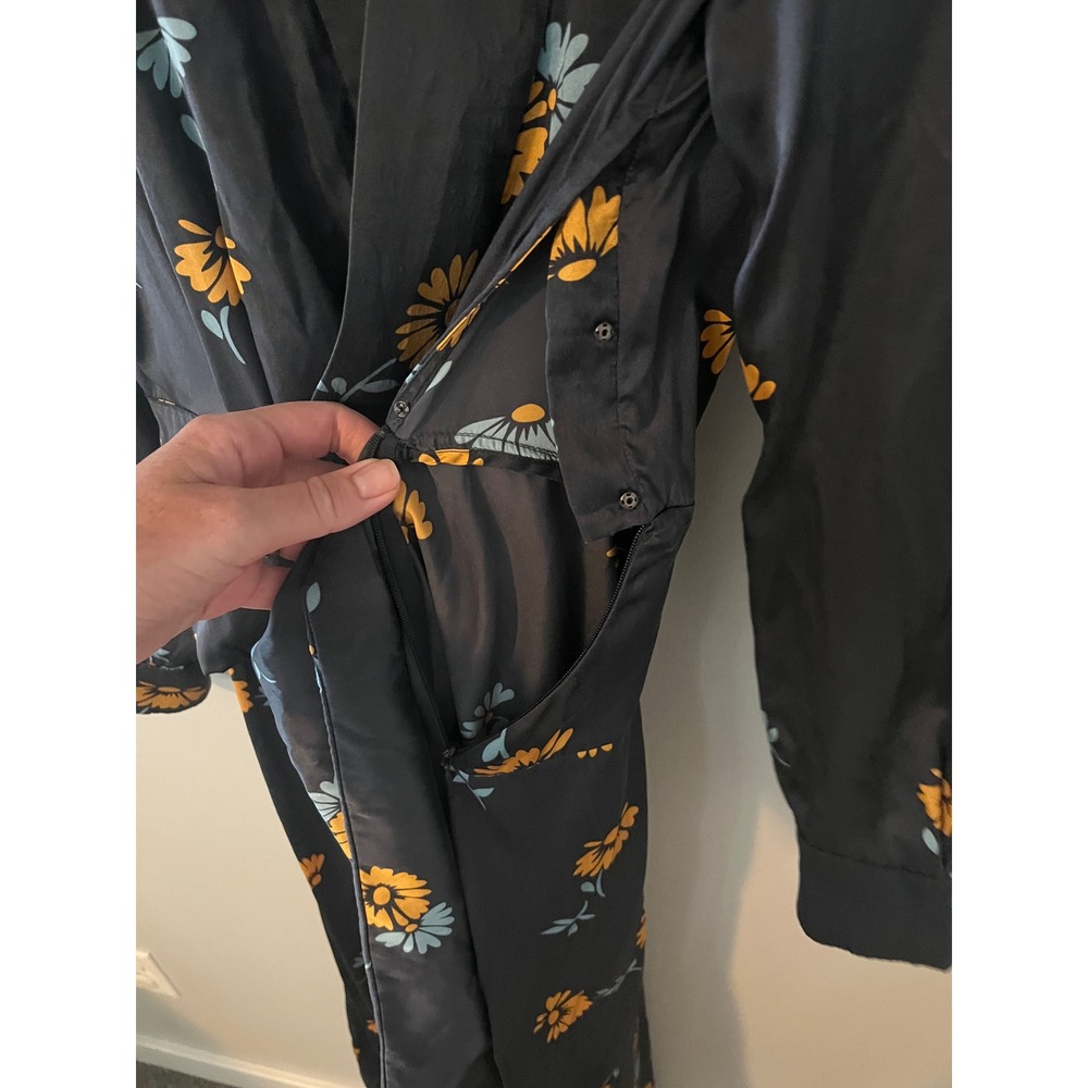 Equipment Femme Vivienne Silk Midi Dress Smokey Blue Floral Daisy size 6 - Picture 13 of 15
